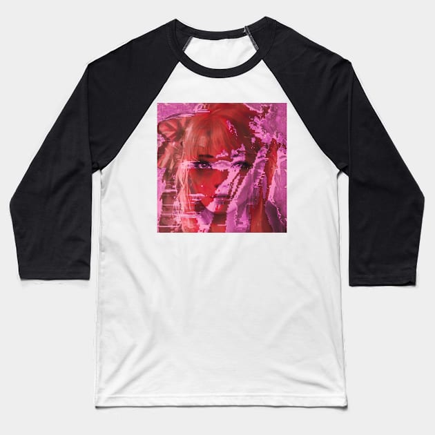 Penthouse Haunting - Glitch Art Portrait Baseball T-Shirt by raspberry-tea